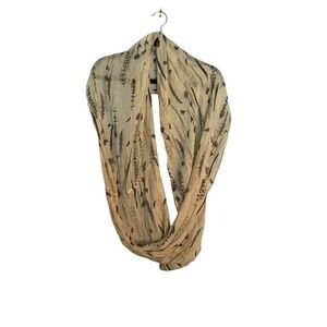 Coldwater Creek Infinity Scarf Lightweight Floral Print Beige